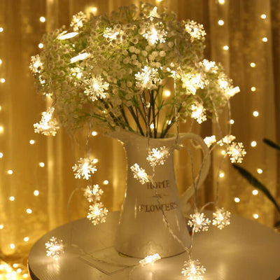 LED String Lights Christmas Snowflake Colorful 20 Light LED Waterproof Outdoor String Lights