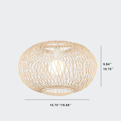 Bamboo Weaving Chinese Round Lantern 1-Light Pendant Light