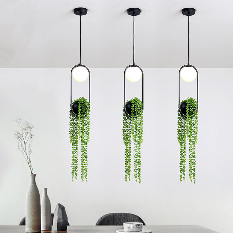 Lámpara colgante de planta con bola de vidrio de 1 luz 