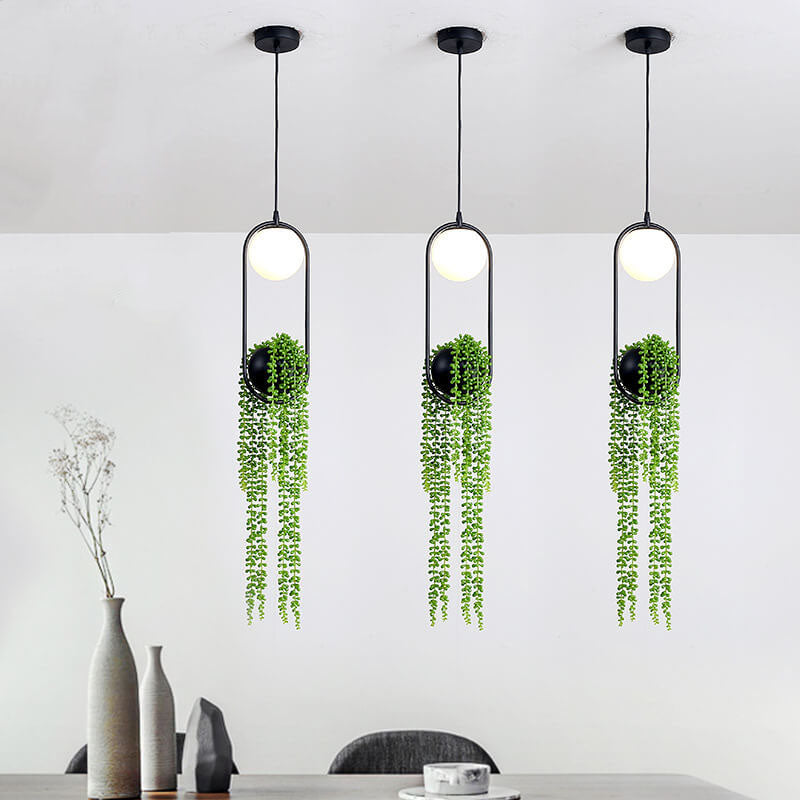 Glaskugel 1-Licht Pflanze hängende LED-Pendelleuchte 