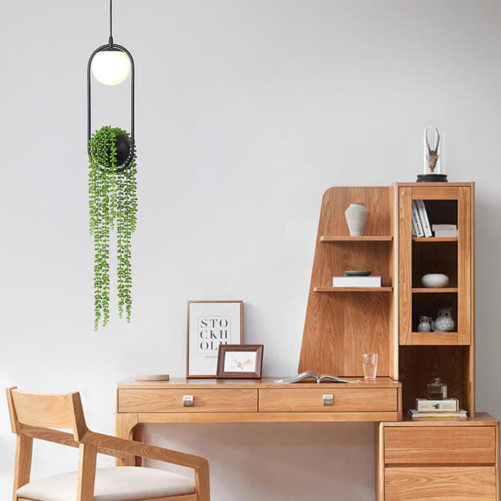 Lámpara colgante de planta con bola de vidrio de 1 luz 