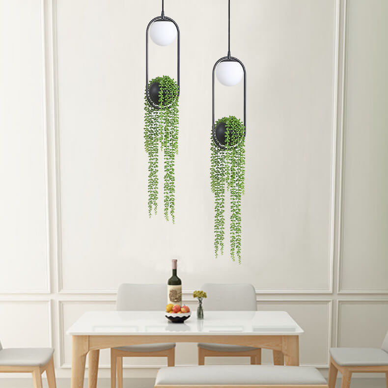 Lámpara colgante de planta con bola de vidrio de 1 luz 