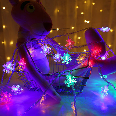 LED Lichterketten Weihnachten Schneeflocke Bunte 20 Lichter LED wasserdichte Lichterketten für den Außenbereich 