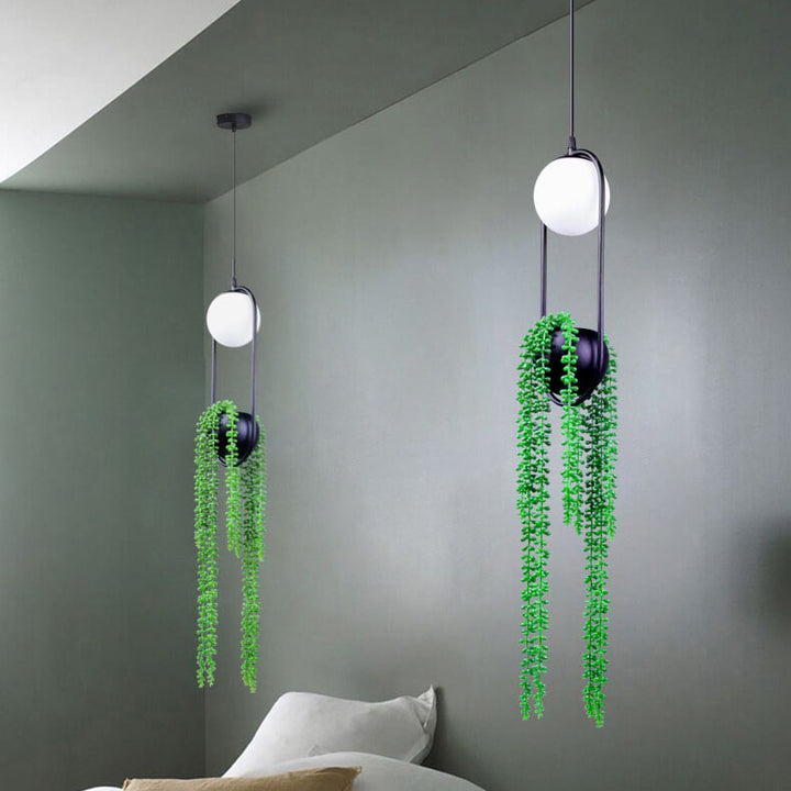 Lámpara colgante de planta con bola de vidrio de 1 luz 