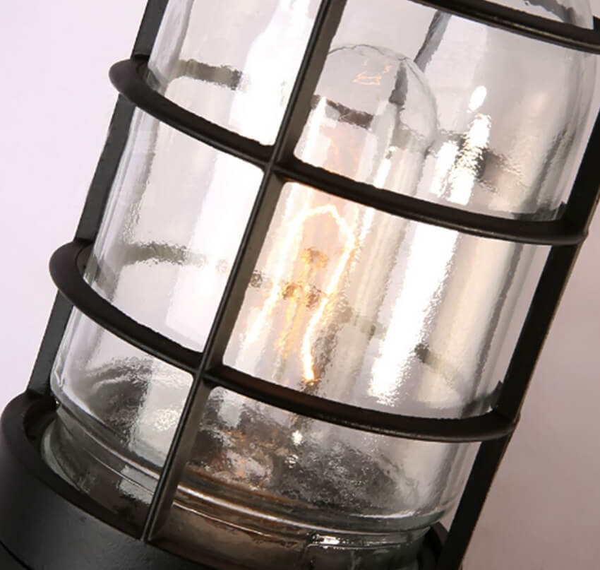 Lampes murales à une lumière avec abat-jour cylindrique en verre rétro industriel antidéflagrant 