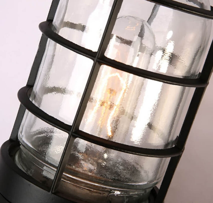 Lampes murales à une lumière avec abat-jour cylindrique en verre rétro industriel antidéflagrant 