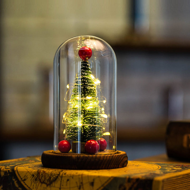 Weihnachtsbaum-Glasabdeckung LED Nachtlicht Tischlampe 