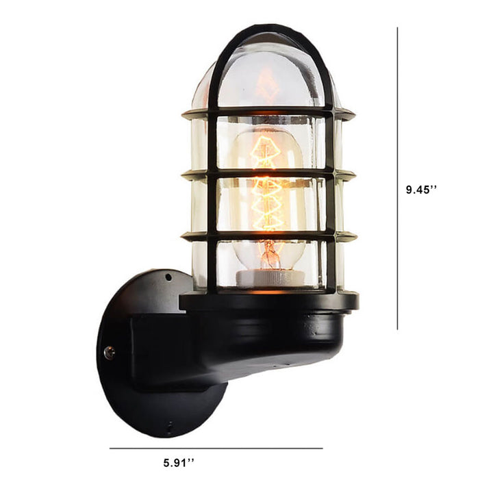 Lampes murales à une lumière avec abat-jour cylindrique en verre rétro industriel antidéflagrant 