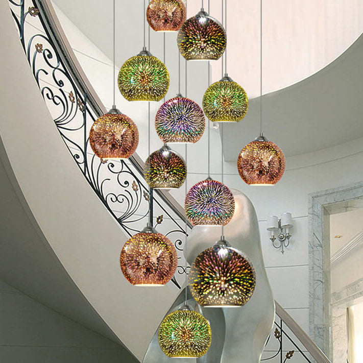 Modern Creative 3D Colorful Fireworks Glass 1-Light Dome Pendant Light