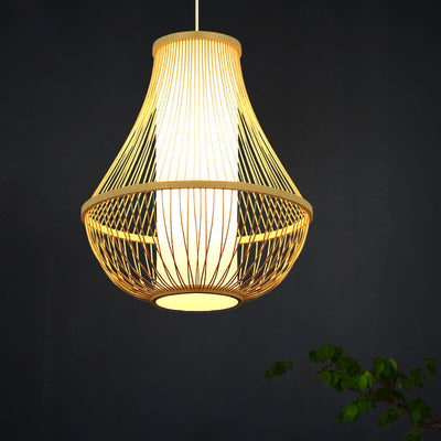 Bamboo Weaving Teardrop Shade 1-Light Pendant Light