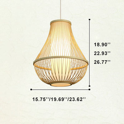 Bamboo Weaving Teardrop Shade 1-Light Pendant Light