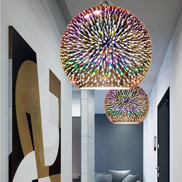 Modern Creative 3D Colorful Fireworks Glass 1-Light Dome Pendant Light