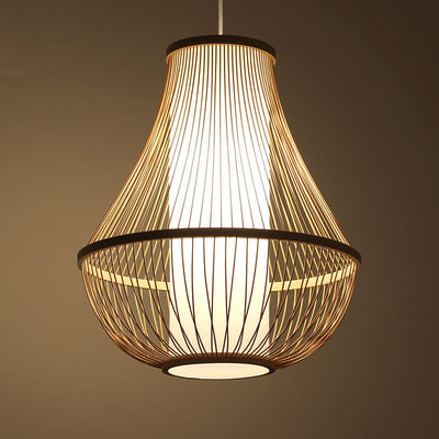 Bamboo Weaving Teardrop Shade 1-Light Pendant Light