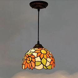 Creative Retro Tiffany 1-Light Sun Flower Pendant Light