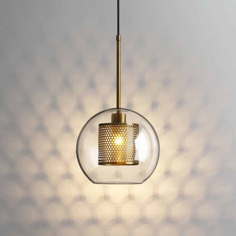 Klarer Glasglobus 1-Licht Kuppel Pendelleuchte 
