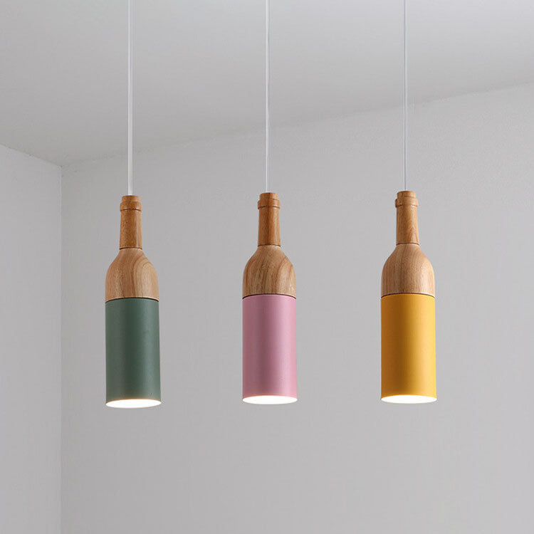 Nordic Creative Macaroon Wine Bottle 1-Light Pendant Light