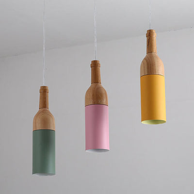 Nordic Creative Macaroon Wine Bottle 1-Light Pendant Light