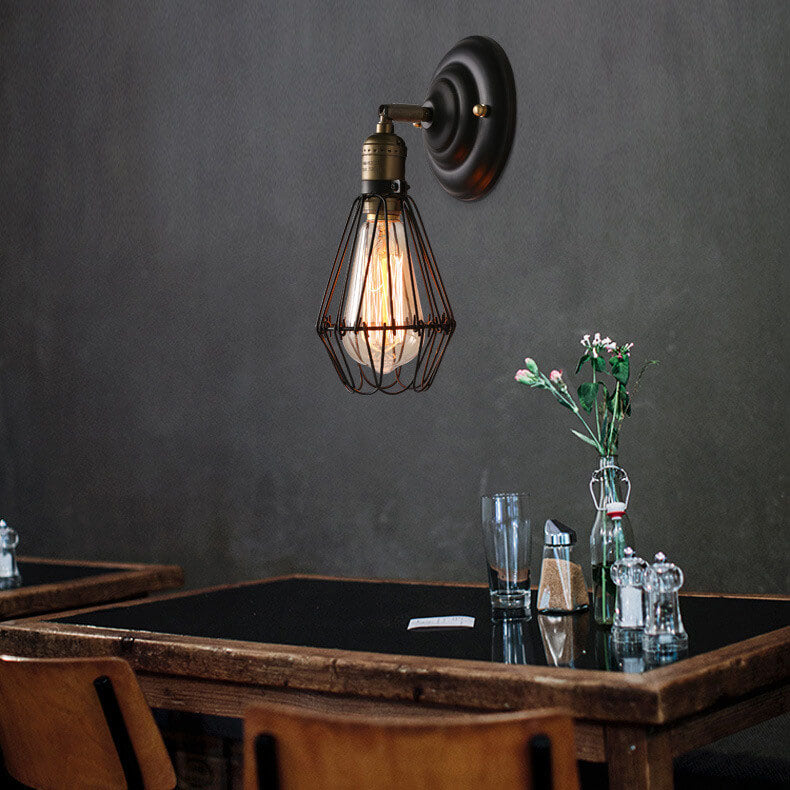 Retro-Käfig 1-Licht-verstellbare Wandleuchte mit Arm 