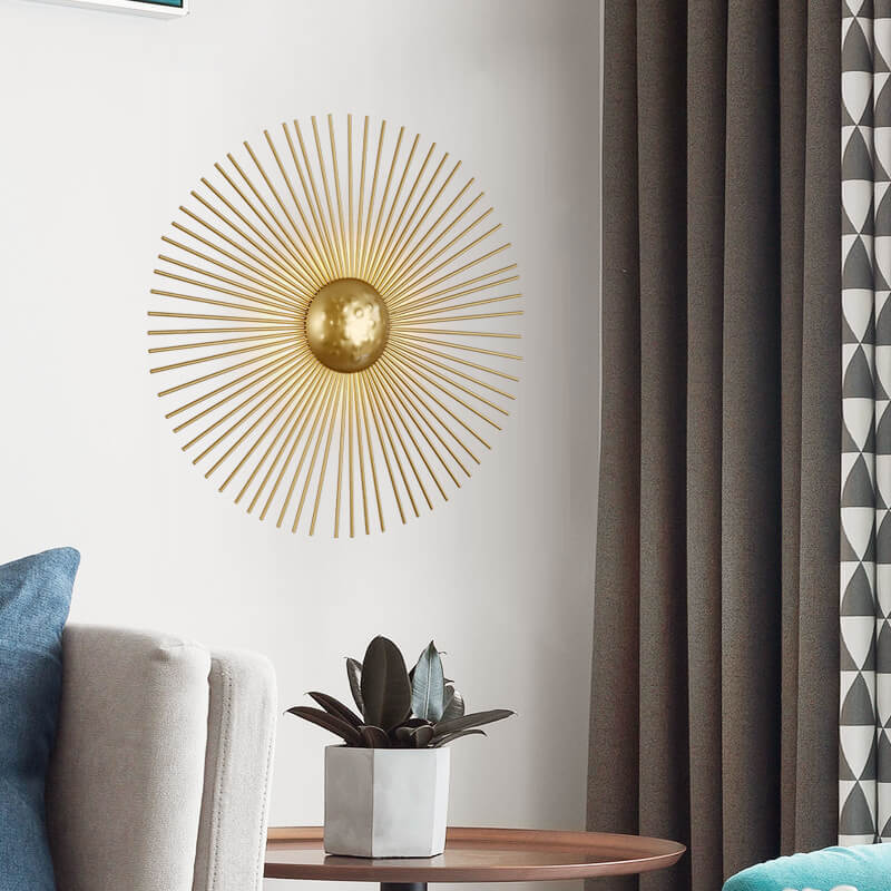 Moderne goldene runde Sonnenblumen-Metall-LED-Wandleuchte 