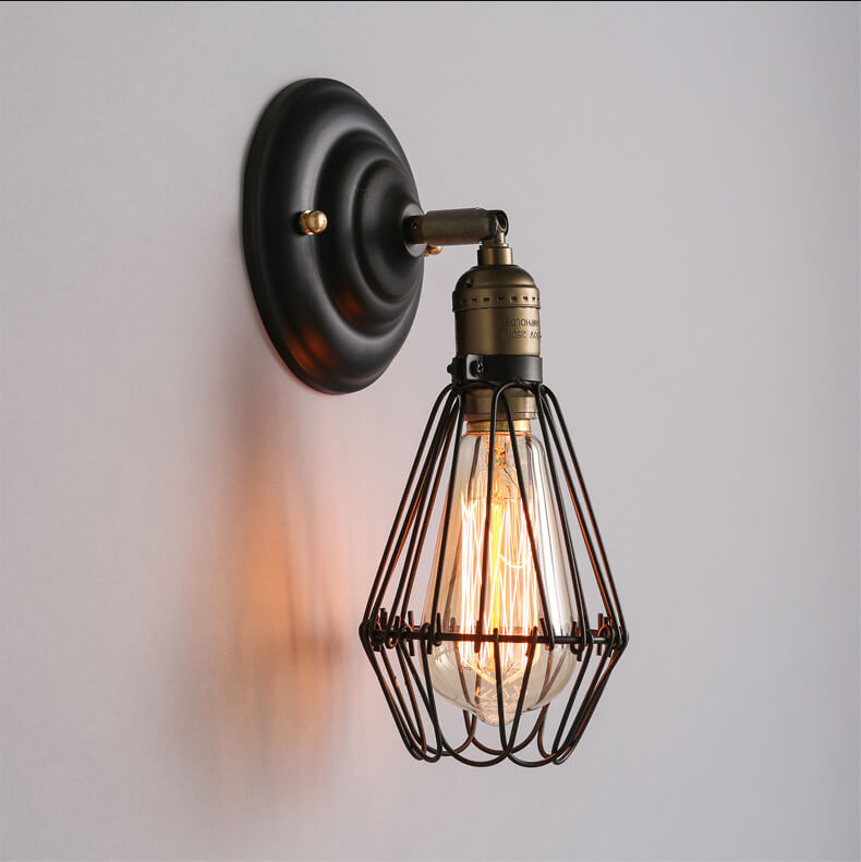 Retro-Käfig 1-Licht-verstellbare Wandleuchte mit Arm 
