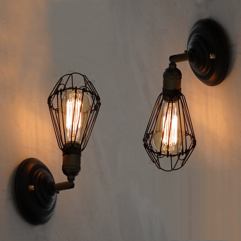 Retro-Käfig 1-Licht-verstellbare Wandleuchte mit Arm 