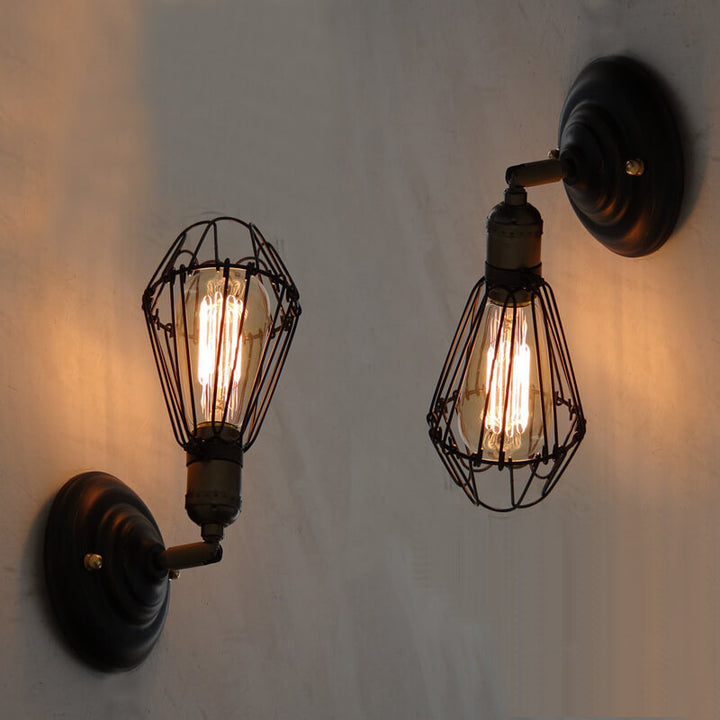 Retro-Käfig 1-Licht-verstellbare Wandleuchte mit Arm 