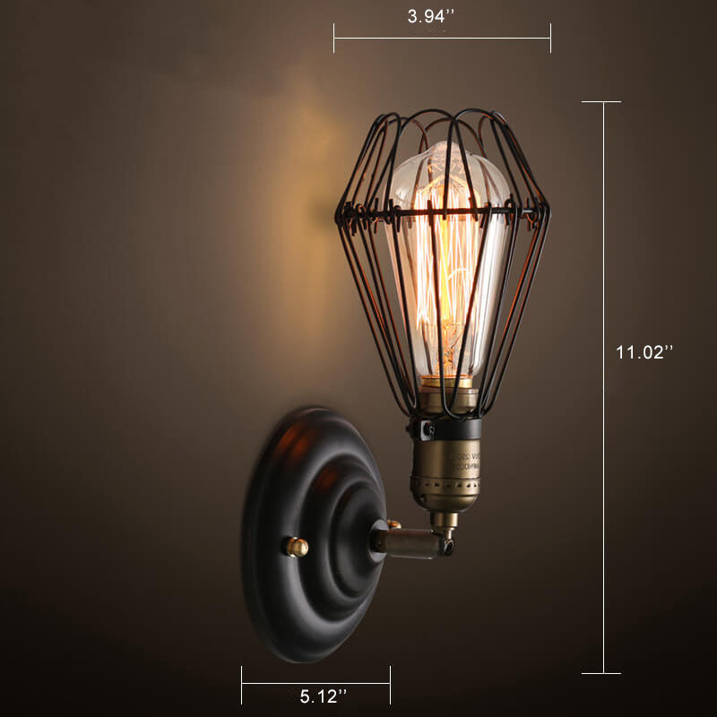 Retro-Käfig 1-Licht-verstellbare Wandleuchte mit Arm 