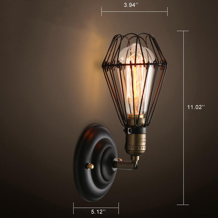 Retro-Käfig 1-Licht-verstellbare Wandleuchte mit Arm 