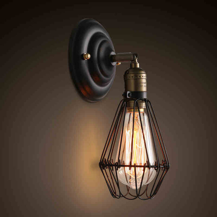 Retro-Käfig 1-Licht-verstellbare Wandleuchte mit Arm 