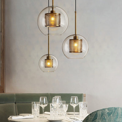 Klarer Glasglobus 1-Licht Kuppel Pendelleuchte 