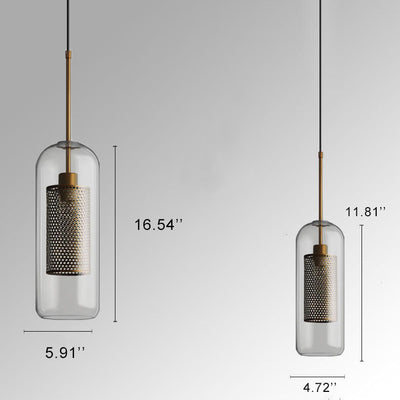 Klarglas 1-Licht zylindrische Pendelleuchte 