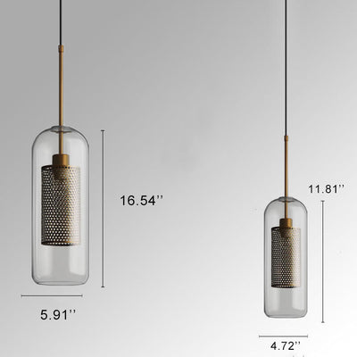 Clear Glass 1-Light Cylindrical Pendant Light