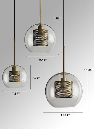 1-Licht-Kuppel-Pendelleuchte aus klarem Glas 