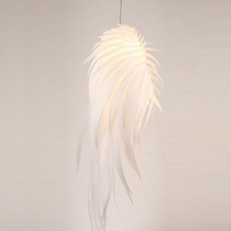 Lámpara colgante de 1 luz con alas de ángel de plumas de PVC estilo Art Déco moderno para sala de estar 