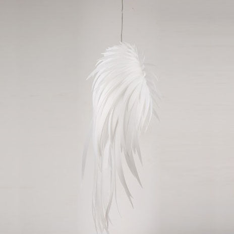 Lámpara colgante de 1 luz con alas de ángel de plumas de PVC estilo Art Déco moderno para sala de estar 