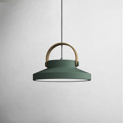 Nordic Macaron Wooden Ring Dome 1-Light LED Pendant Light