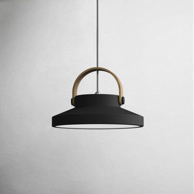 Nordic Macaron Wooden Ring Dome 1-Light LED Pendant Light