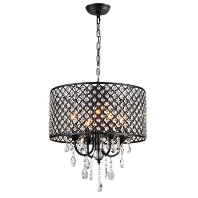 Modern Crystal Fishnet Shaped Round Shade 4-Light Chandelier