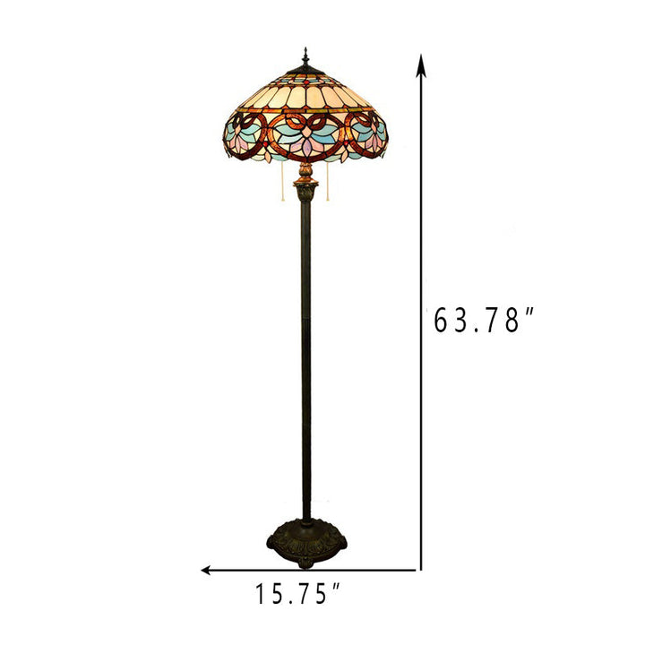 Tiffany Vintage Buntglas-Liebe-Herz-Design 2-Licht Stehende Stehlampe 