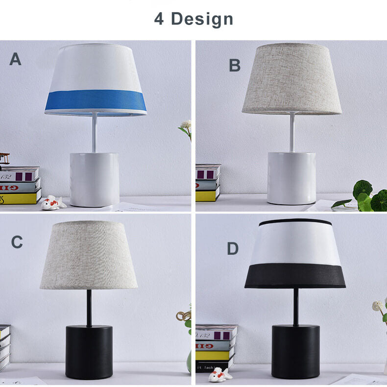 Lámparas de mesa con pantalla de tela moderna de 1 luz 4 diseños 