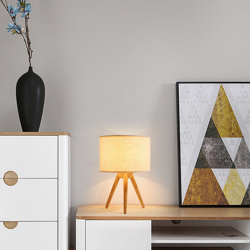 Modern Fabric Wooden 1-Light Table Lamps