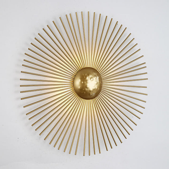 Moderne goldene runde Sonnenblumen-Metall-LED-Wandleuchte 