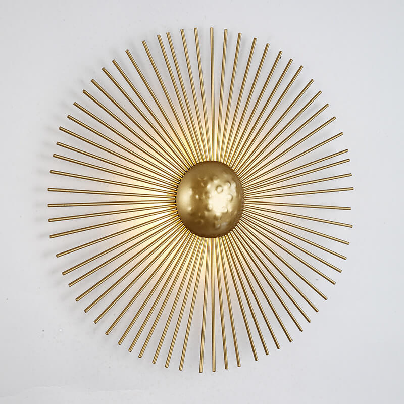 Moderne goldene kreisförmige Sonnenblumen-Metall-LED-Wandleuchte 