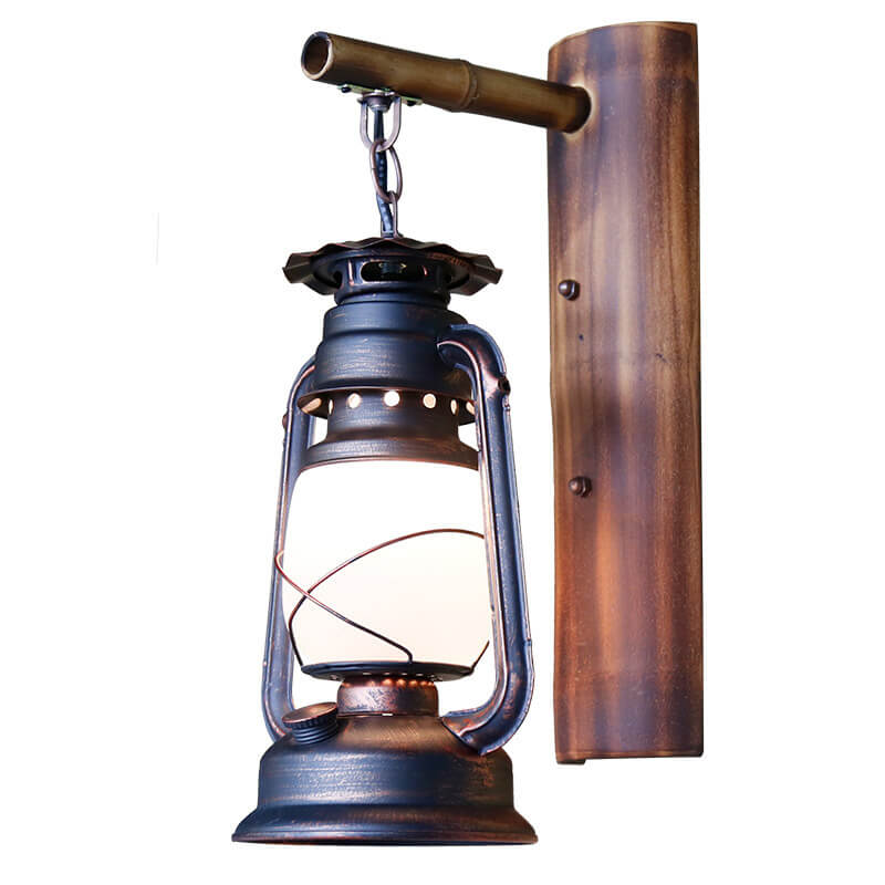 Vintage Horse Lantern Iron 1-Light Wall Sconce Lamp