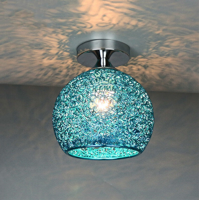 Modern Colorful 1-Light Dome Semi-Flush Mount Light