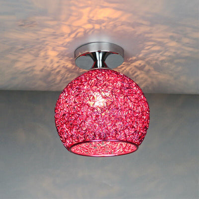 Modern Colorful 1-Light Dome Semi-Flush Mount Light