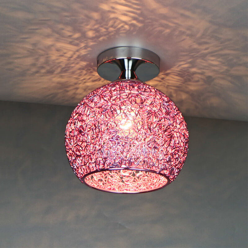 Modern Colorful 1-Light Dome Semi-Flush Mount Light