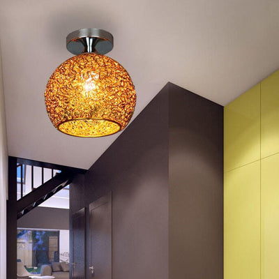 Modern Colorful 1-Light Dome Semi-Flush Mount Light