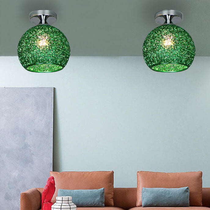 Modern Colorful 1-Light Dome Semi-Flush Mount Light