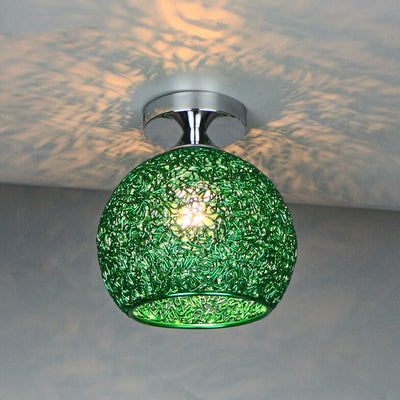 Modern Colorful 1-Light Dome Semi-Flush Mount Light